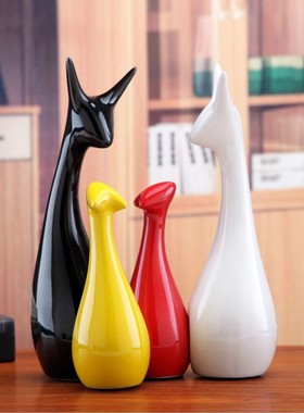 一家三口长颈鹿摆件家居客厅酒柜小装饰品现代简约陶瓷轻奢工艺品