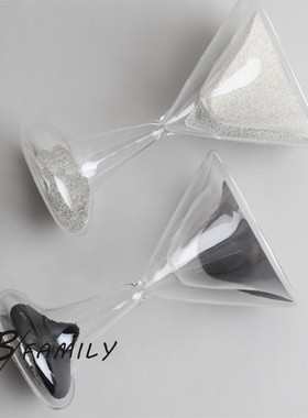 现代简约沙漏计时器一分钟创意酒杯透明玻璃沙漏书房软装饰摆件