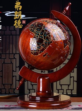 弗朗德木地球仪办公室摆件客厅装饰品开业送礼乔迁新居高档礼品