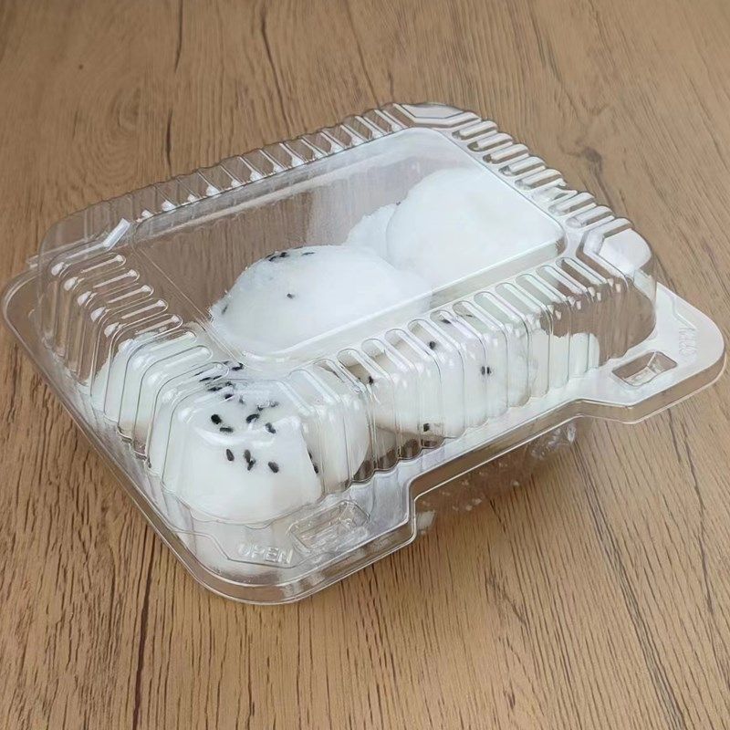 一次性塑料透明食品糕点包装盒白糕打包盒长方形无孔水果打包商用