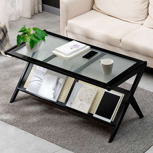 茶几客厅家用玻璃茶桌茶台小户型阳台实木极简2024新款轻奢高级感