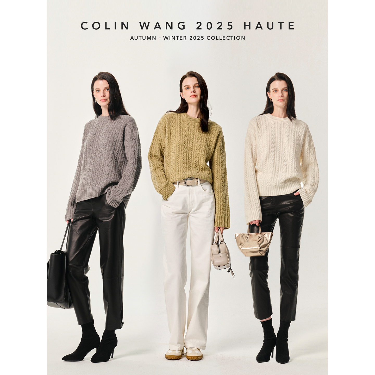 COLINWANG-风和日煦|定纺定染澳洲进口羊毛复古绞花针织衫毛衣