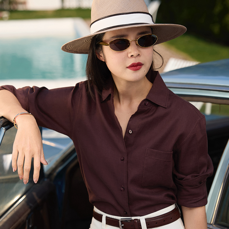 COLIN WANG-康桥的夏夜|法国进口空气洗亚麻老钱风极简休闲衬衫