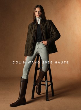 COLIN WANG圣殿巡礼|意大利进口牛皮复古重工马术珠链高筒骑士靴