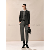 奢牌同源羊毛花呢人字纹复古通勤九分西装 悠然绅影 裤 COLINWANG