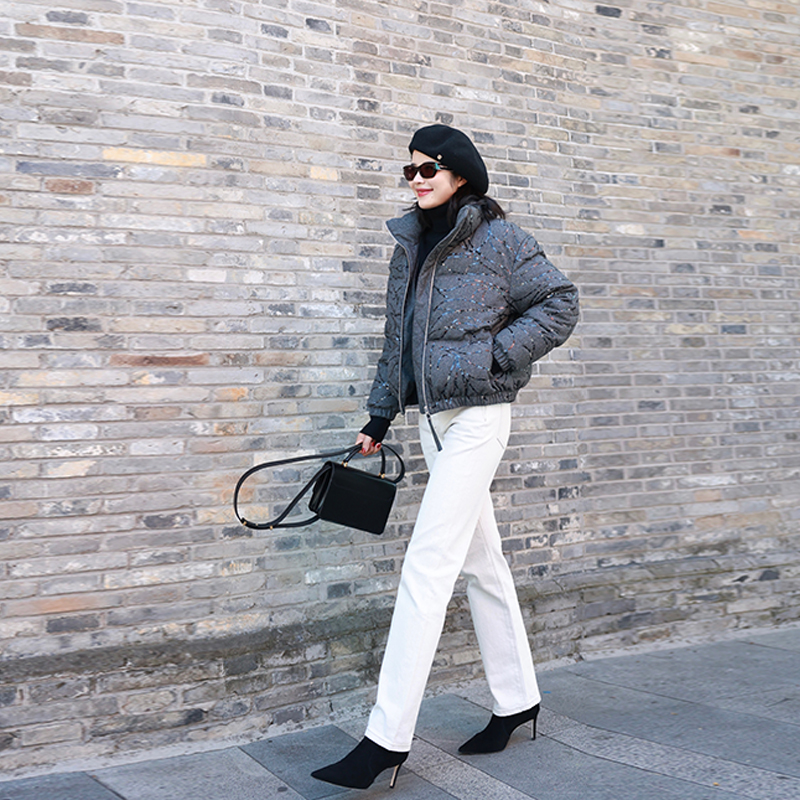 COLINWANG-森之灵|BC风叶脉珠片刺绣意大利毛呢羽绒服外套张若愚