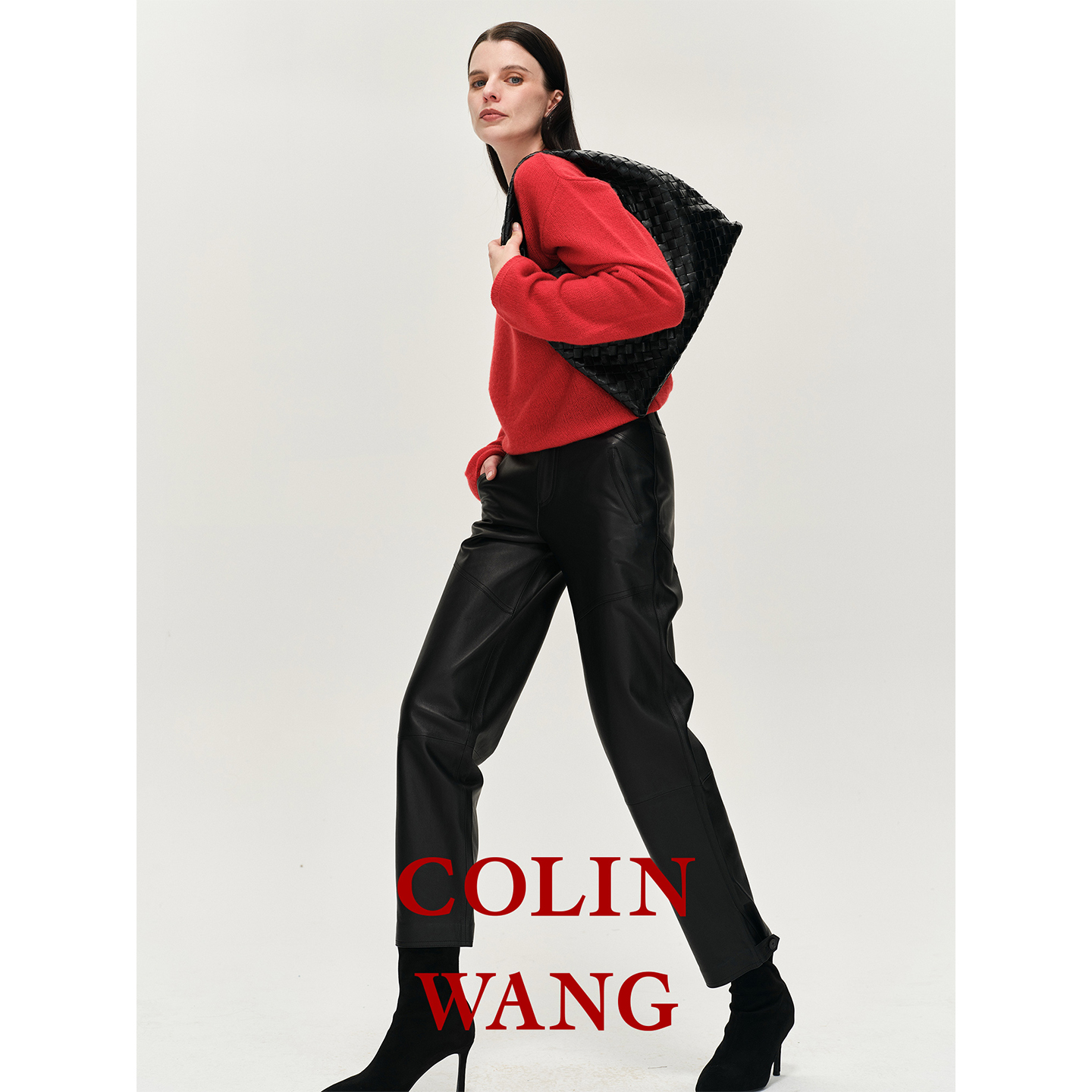 COLINWANG-温度留白|定染定纺内蒙山羊绒极简休闲松弛圆领针织衫