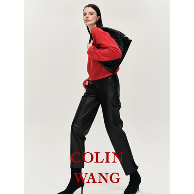 COLINWANG-温度留白|定染定纺内蒙山羊绒极简休闲松弛圆领针织衫