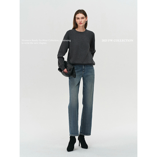 COLINWANGCOLIN JEANS系列|奢牌质感丹宁复古加绒显瘦直筒牛仔裤