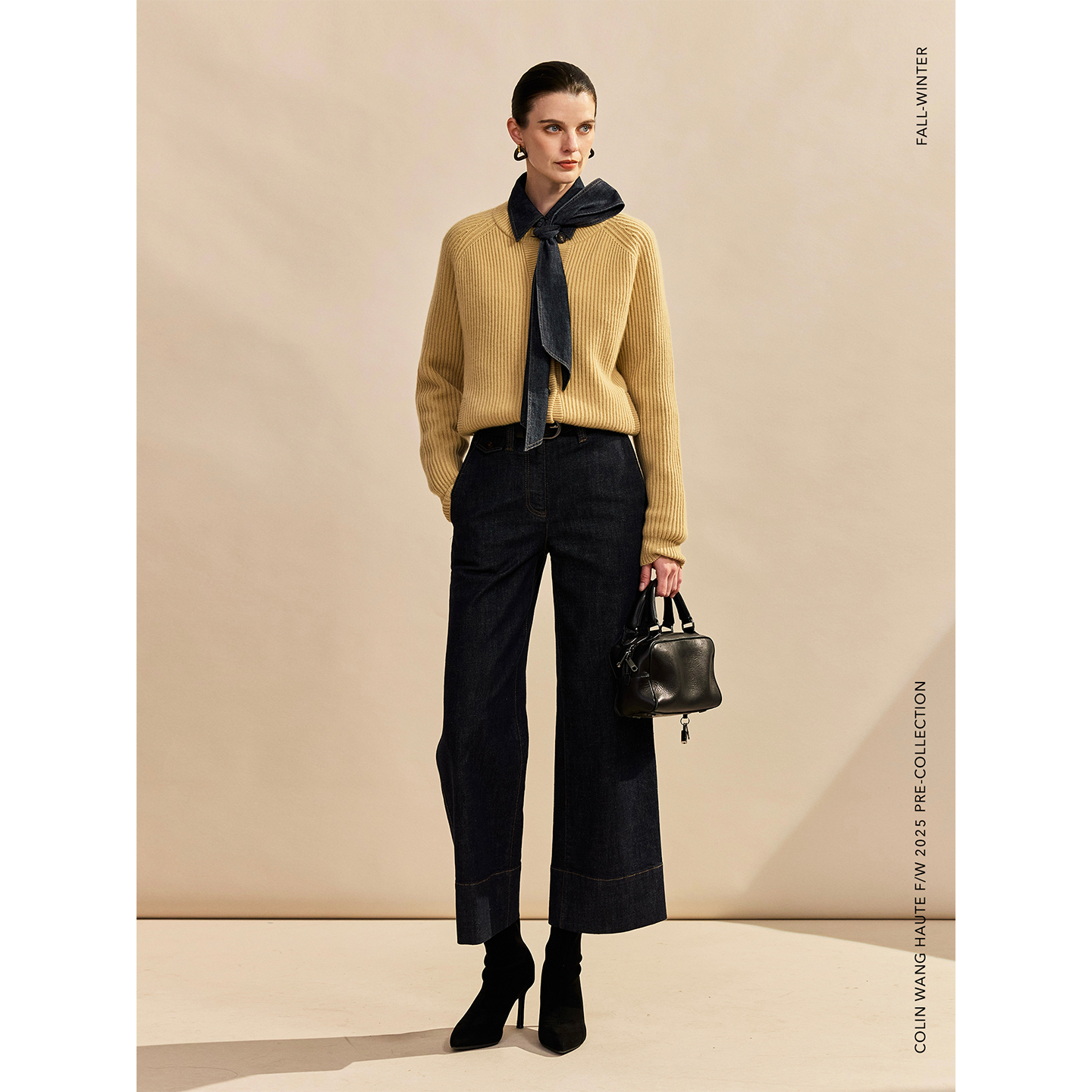COLINWANG-COLIN JEANS系列|定制斜纹丹宁休闲直筒阔腿九分牛仔裤