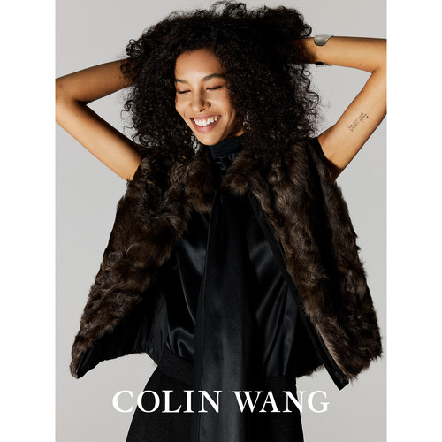 COLINWANG-形影相映|奢牌同源小湖羊老钱复古两面穿马甲夹克外套