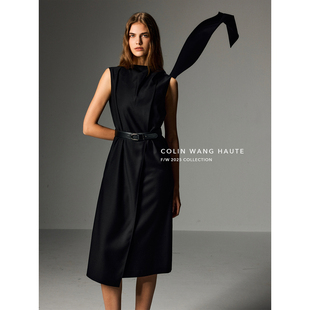 连衣裙 獨家定制羊绒飘带设计感优雅显瘦无袖 COLINWANG 风信挽歌