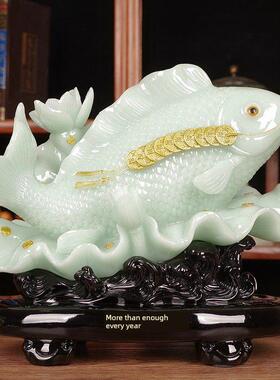 连年有余锦鲤鱼摆件招财金鱼家居客厅电视柜酒柜装饰品送乔迁礼物