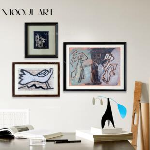 木吉艺术设计现代抽象艺术组合装饰画客厅沙发背景墙高级感实木