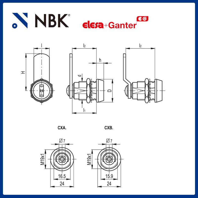 NBK ELESA CXU. 带钥匙的闩锁带安全锁锌合金 机械零配件