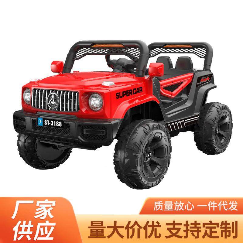 新款儿童电动汽车双座四轮遥控摇摆越野宝宝玩具车童车可坐双人