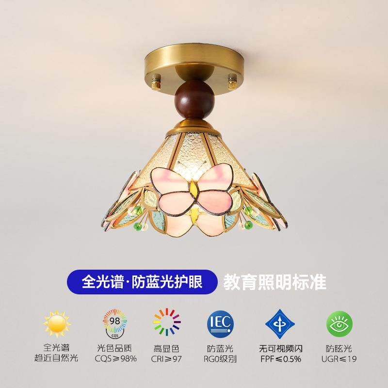 美式复古过道玄关灯法式浪漫中古阳台走廊吸顶灯设计师款蝴蝶灯具