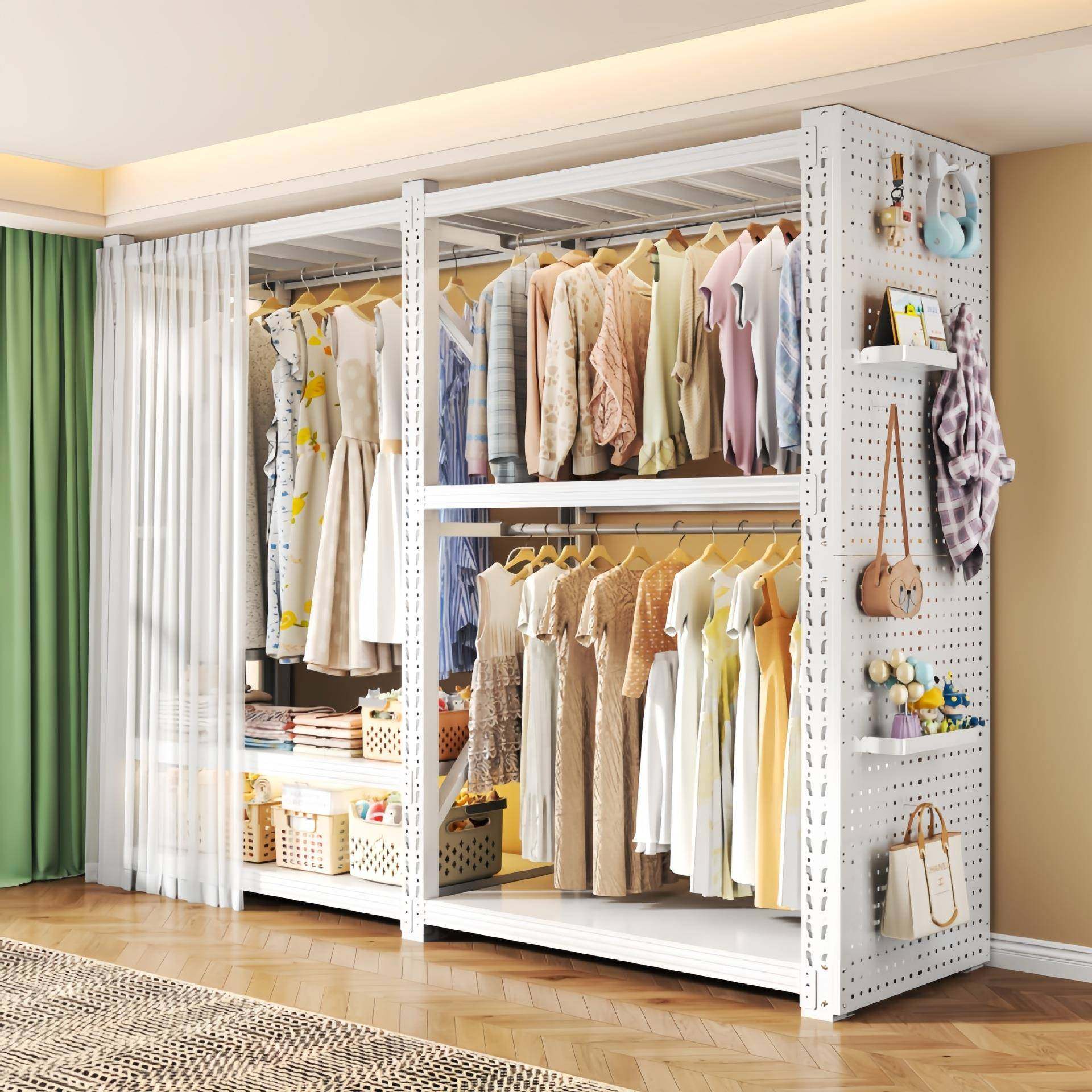 开放式衣架卧室收纳柜子简易组装落地置物架衣帽架出租房货架衣柜