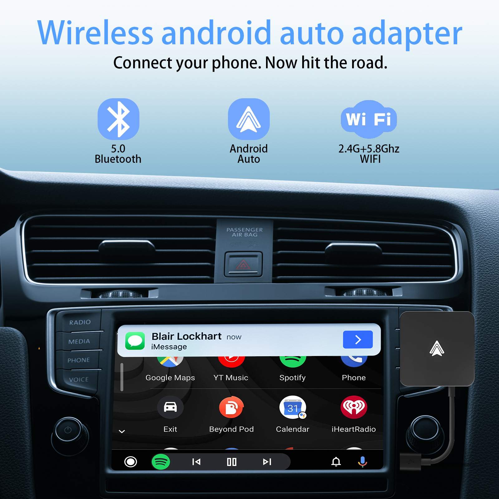 车载智能导航无线Andriod AUTO系统互联有线转无线安卓auto盒子