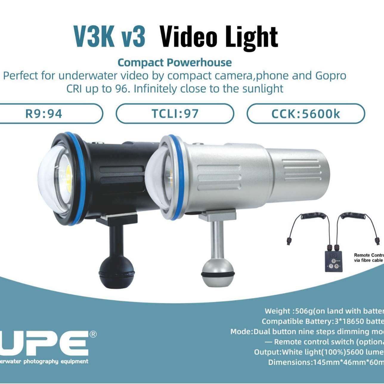 SCUBALAMP SUPE潜水摄影照明灯V3k V3水肺深浮潜视频影视灯潜水灯