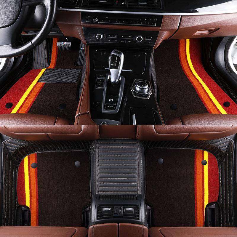 包邮288元彩条双层地毯大全包围汽车脚垫专车专用皮革定作做