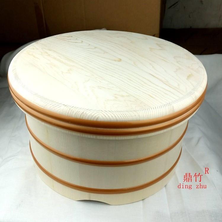 江户桶木质拌饭桶寿司桶圆桶外盖雕刻LOGO木桶锅具拌饭神器