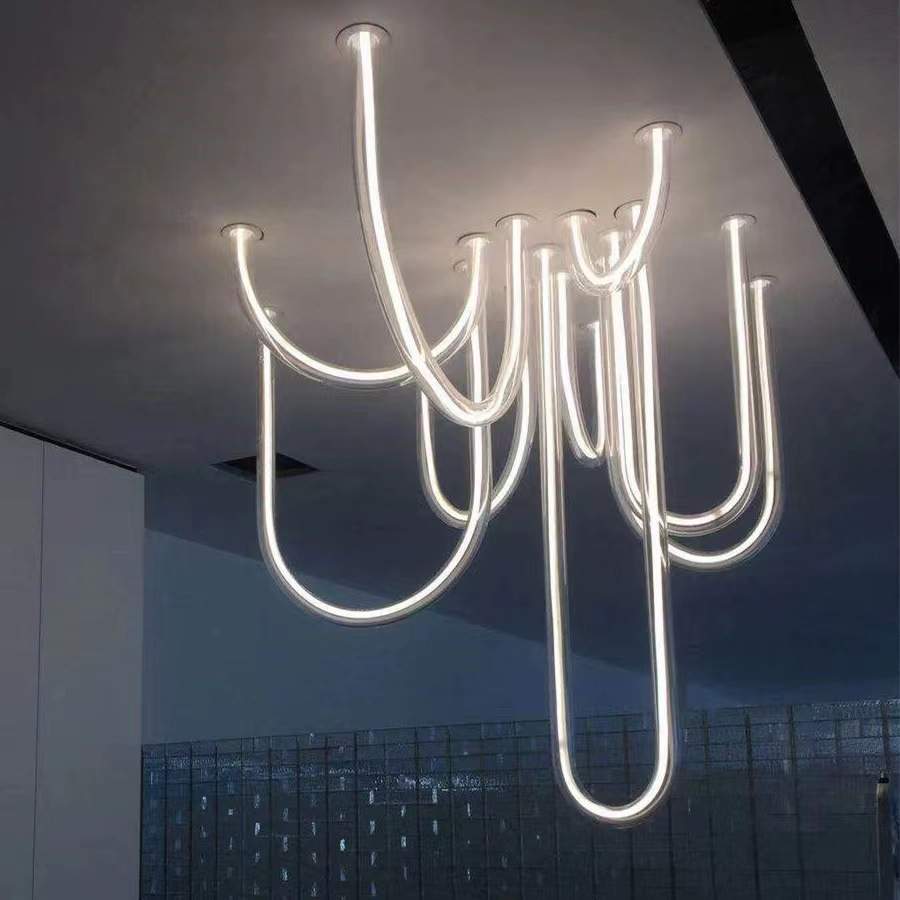 现代简约设计师U形灯管创意客厅吸顶灯北欧个性展厅样板间餐厅灯