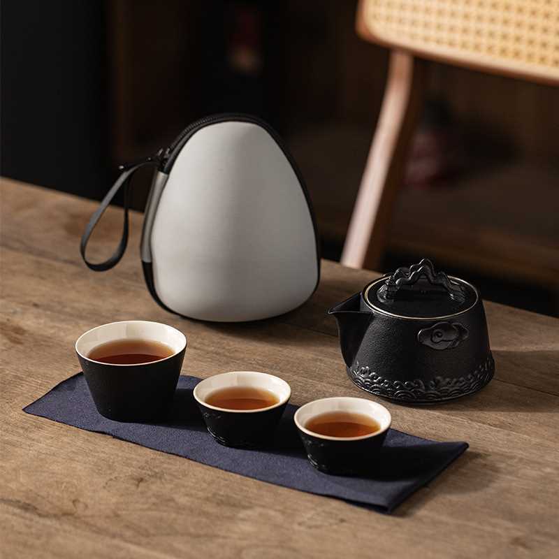 山海茶具故宫文创手抓壶便携旅行茶具泡茶壶茶杯小套装户外快客杯