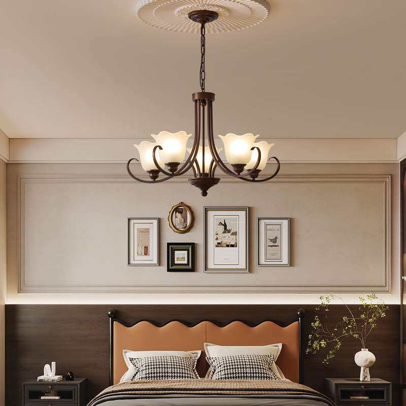 美式乡村客厅灯 吊灯铁艺复古餐厅灯LED卧室灯北欧现代简约灯具