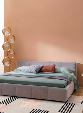 SABA像素床意式极简现代简约榻榻米软包磨砂布艺别墅双人主卧婚床