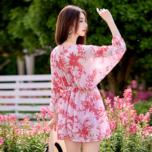 沙滩海边微胖遮肉泳衣女2024新款 胖mm分体式 三件套大码 比基尼套装