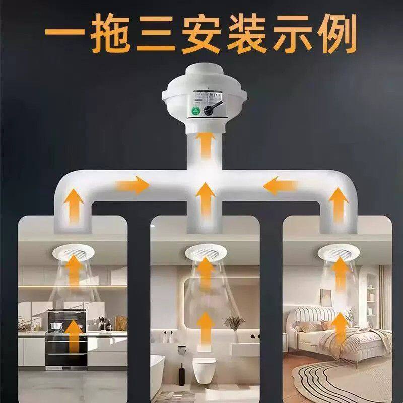 新风变频EC管道风机餐厅网吧台球厅强力静音抽风机排气扇无极调速