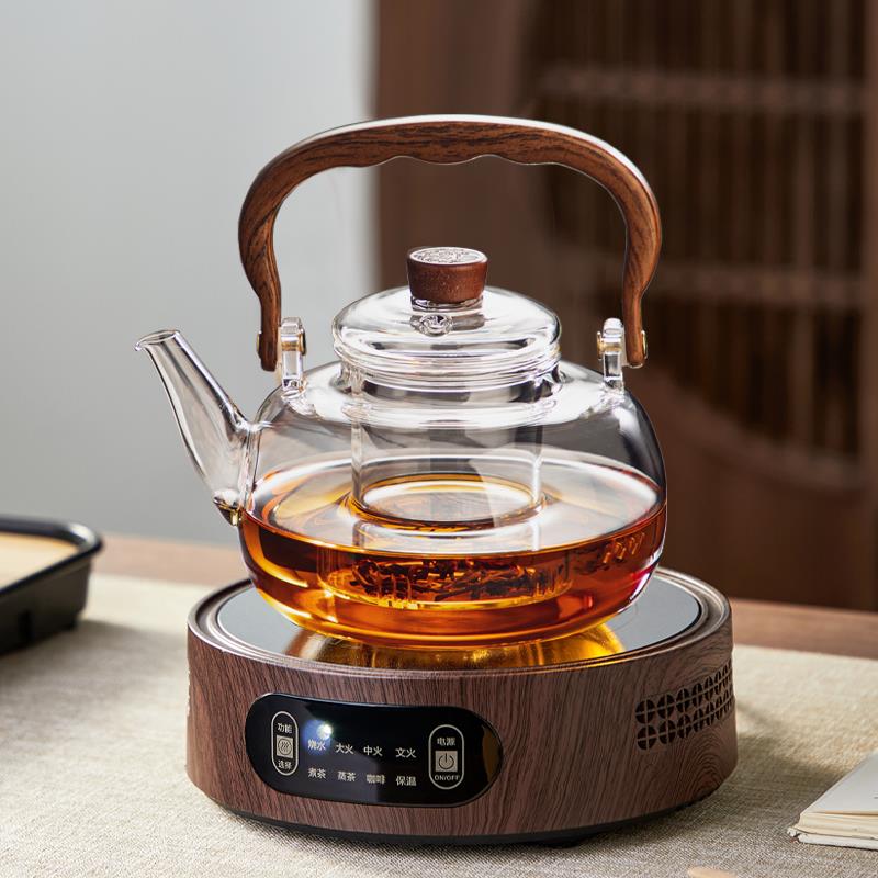 玻璃煮茶壶耐高温蒸煮茶器25年新款提梁壶黑晶炉烧水壶泡茶具套组
