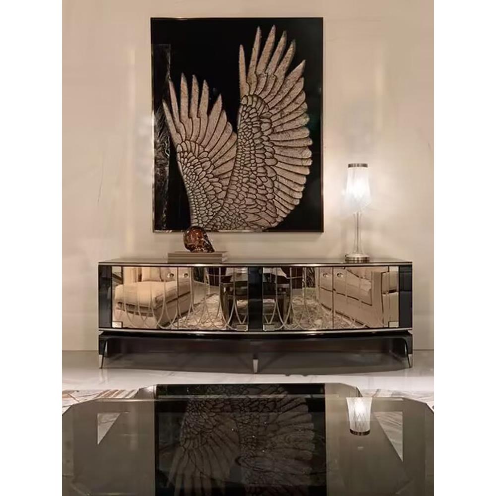 意式轻奢客厅电视柜现代设计师餐边柜高端豪华别墅客厅实木收纳柜