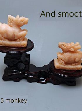 和合顺遂属猴人石雕摆件2025蛇年家居装饰品生肖猴摆设吉祥礼物