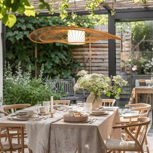 饰吊灯竹制简约吊灯 客厅宴会厅茶室咖啡厅装 现代风格 竹丝设计师款