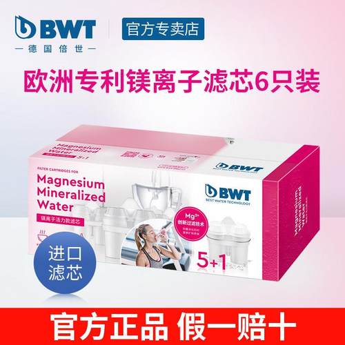 bwt镁离子滤芯进口净水器滤芯家用过滤水壶滤芯倍世净水壶滤芯6只