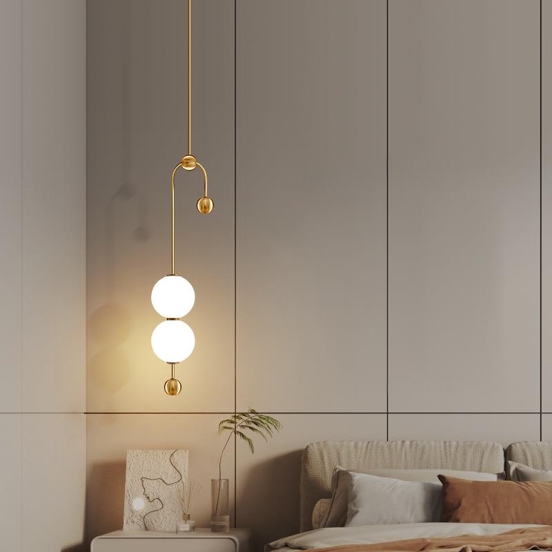 床头吊线灯卧室现代简约高级感小吊灯网红轻奢电视背景墙梳妆灯具