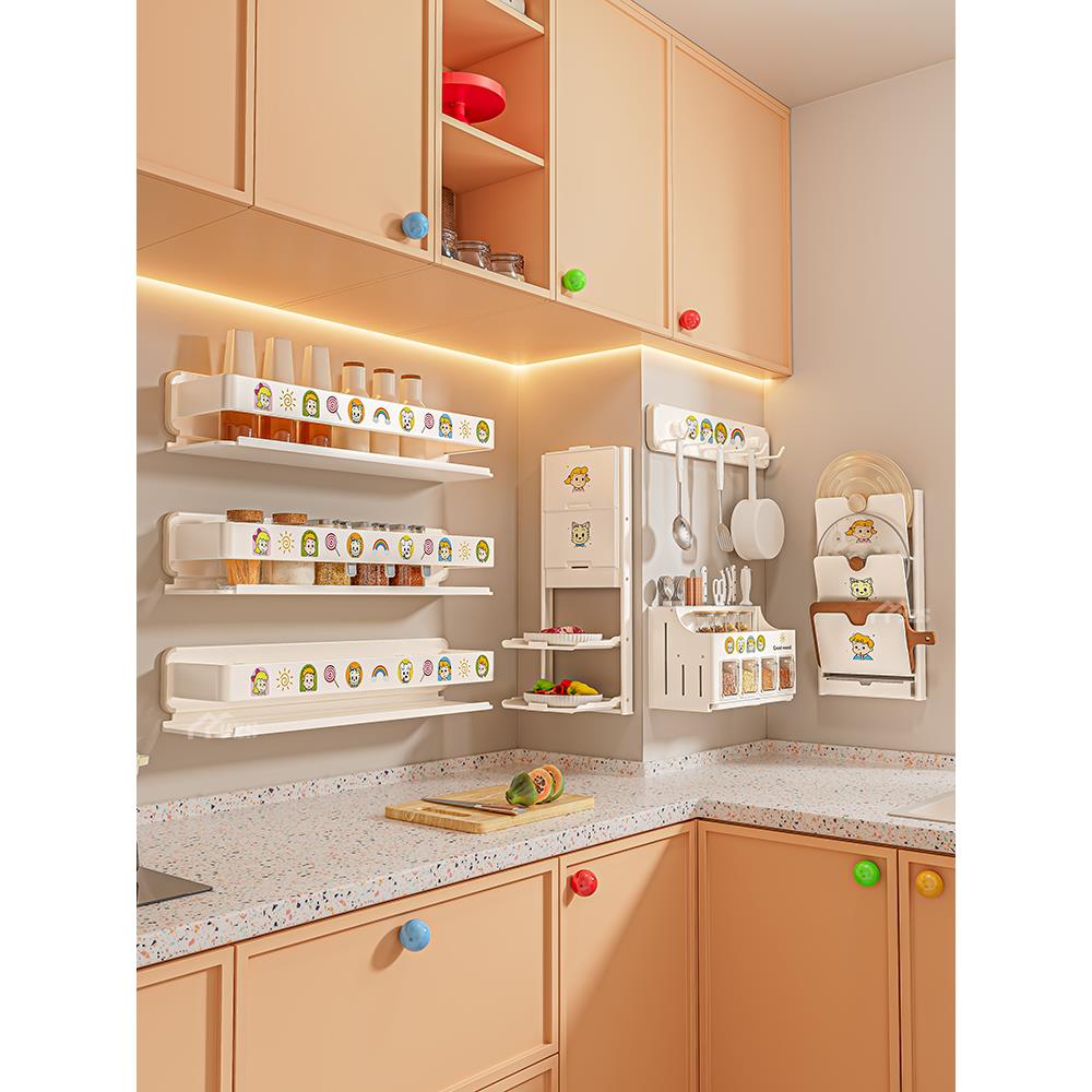 厨房置物架免打孔调味料壁挂式刀架砧板家用用品大全多功能收纳架