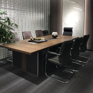 新中式会议桌长桌简约现代高级感实木长条桌办公室培训桌椅组合