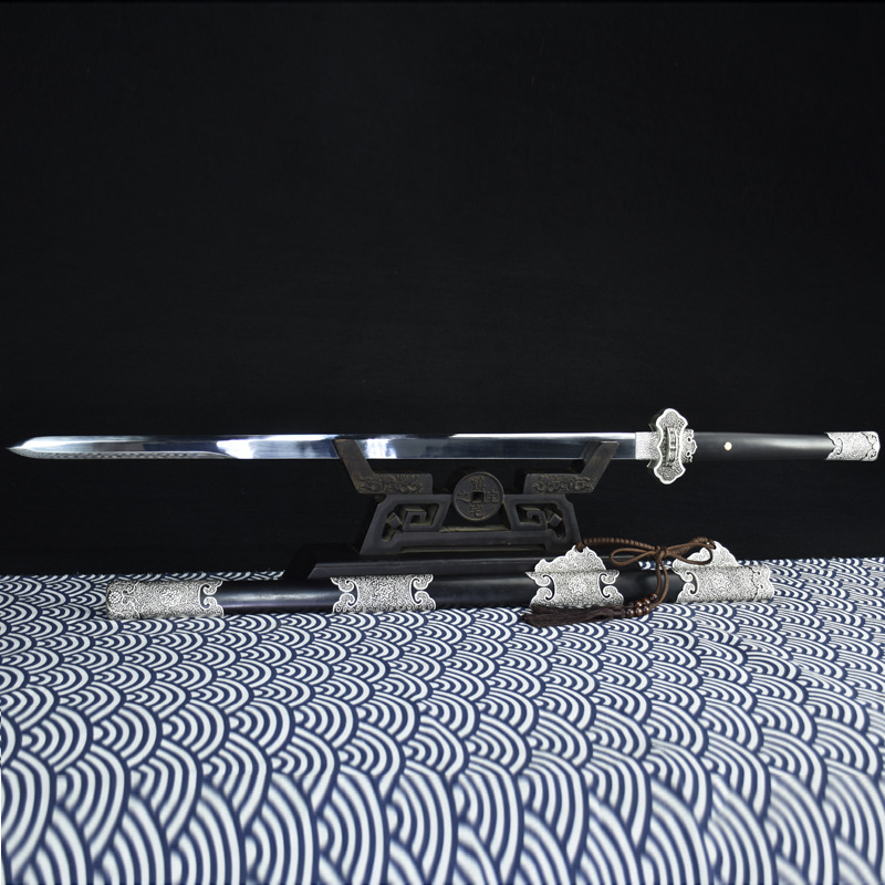 龙泉市刀剑高锰钢唐剑仿古银一体