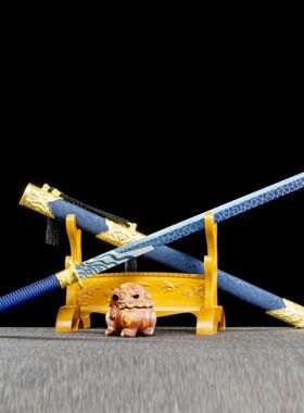 龙泉市刀剑高锰钢烤蓝唐横刀影视