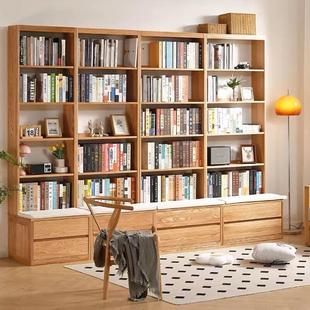 全实木满墙书柜一体定制展示柜储物柜卡座落地组合书柜书橱柜书架