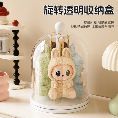 labubu手办展示收纳盒旋转透明