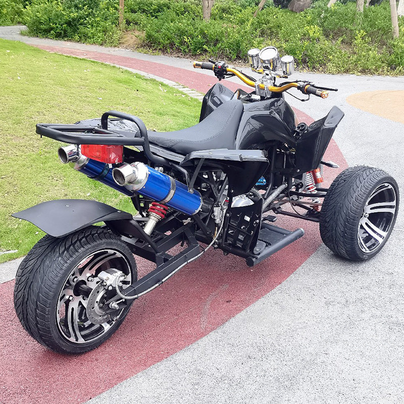 新款倒三轮燃油摩托车宗申/隆鑫发动机后三轮宽胎帅气的沙滩车