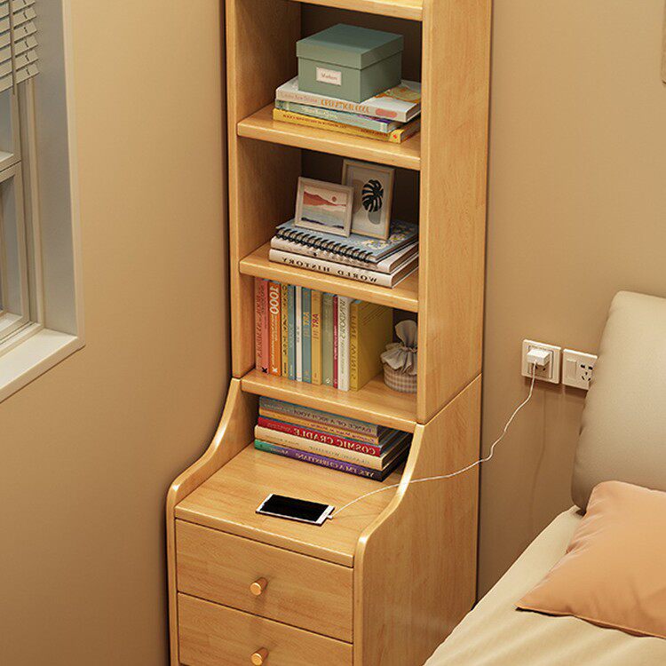 纯实木床头柜2025新款家用卧室置物架爆款加高橡胶木储物收纳柜子