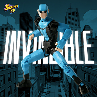 3D打印多关节可动人偶玩具蓝色头套马克无敌平行手办模型成品摆件