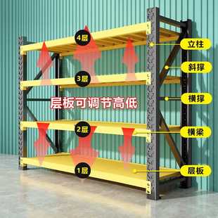 仓库仓储货架展示家用置物架黑黄货架超市多层超市重型库房铁架子