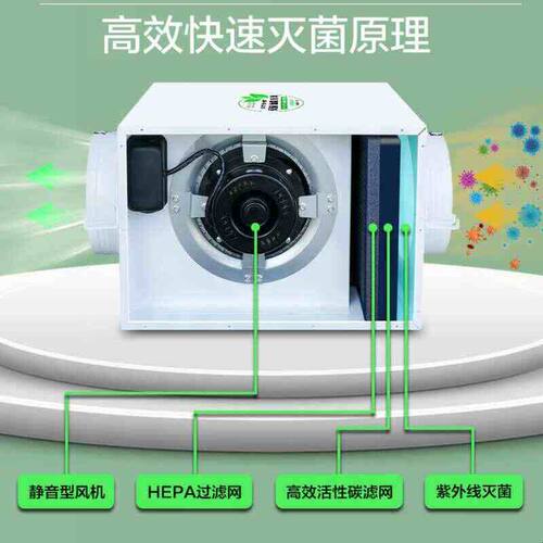 单向流新风机空气过滤净化器除雾霾消毒灭菌吊顶箱式静音管道风机