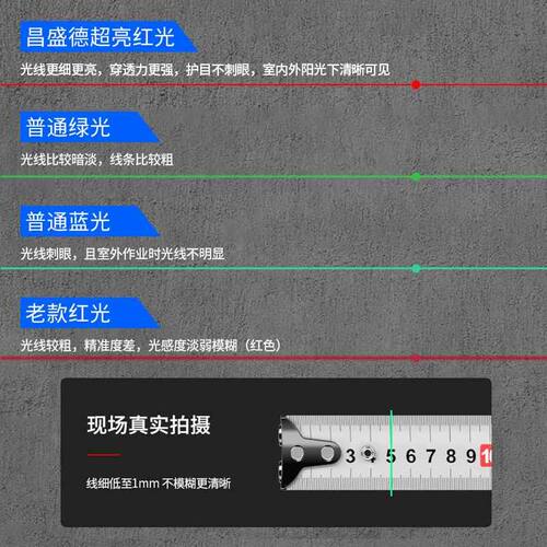 红外线红光水平仪室内外两用激光水平仪 自动调平带铝箱配件